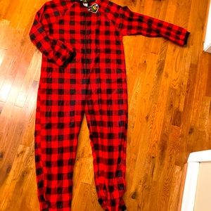 XXL red & black plaid adult (M or W) onesie - NWT